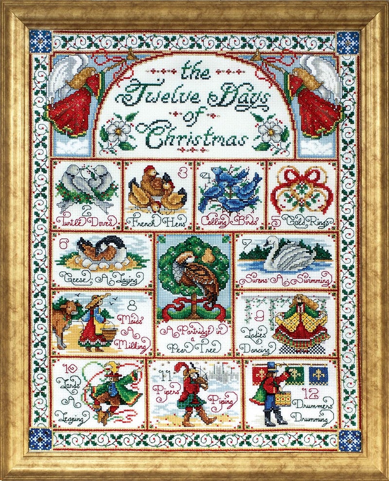 Design Works Crafts 5435 12 Days of Christmas Counted Cross Stitch Kit, 14 by 18"" , White - Image 1